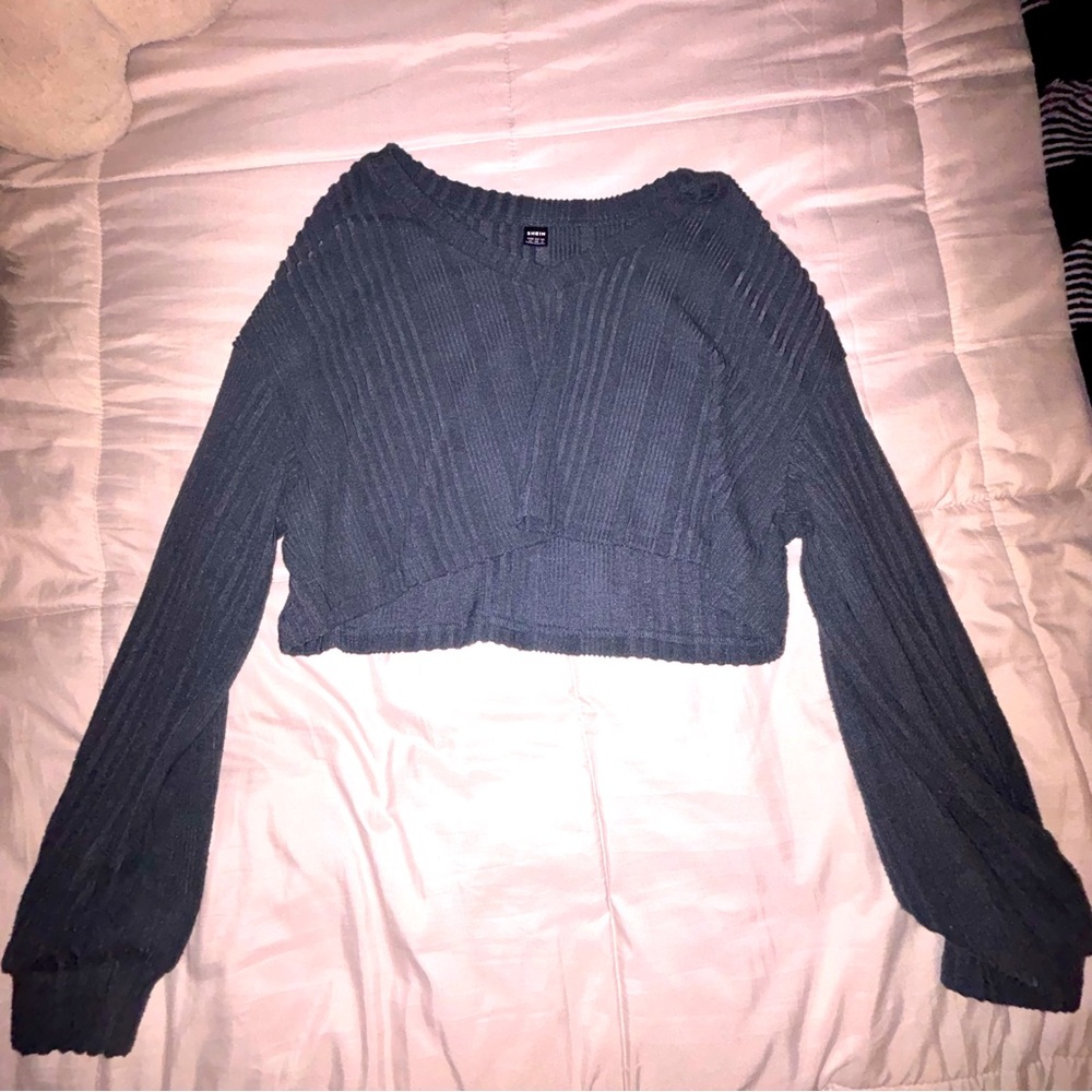 grey cropped soft sweater